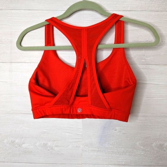 Athleta Contender Red Orange Mesh Panel Sports Bra Size M - Picture 4 of 5